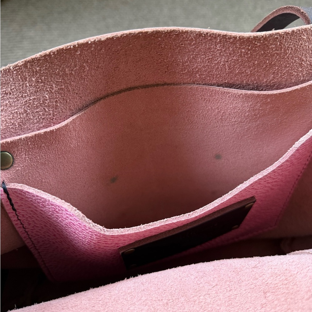 Portland Leather Goods Large Tote Pebbled Bubblegum Pink Bag Work Travel EUC - Picture 8 of 11